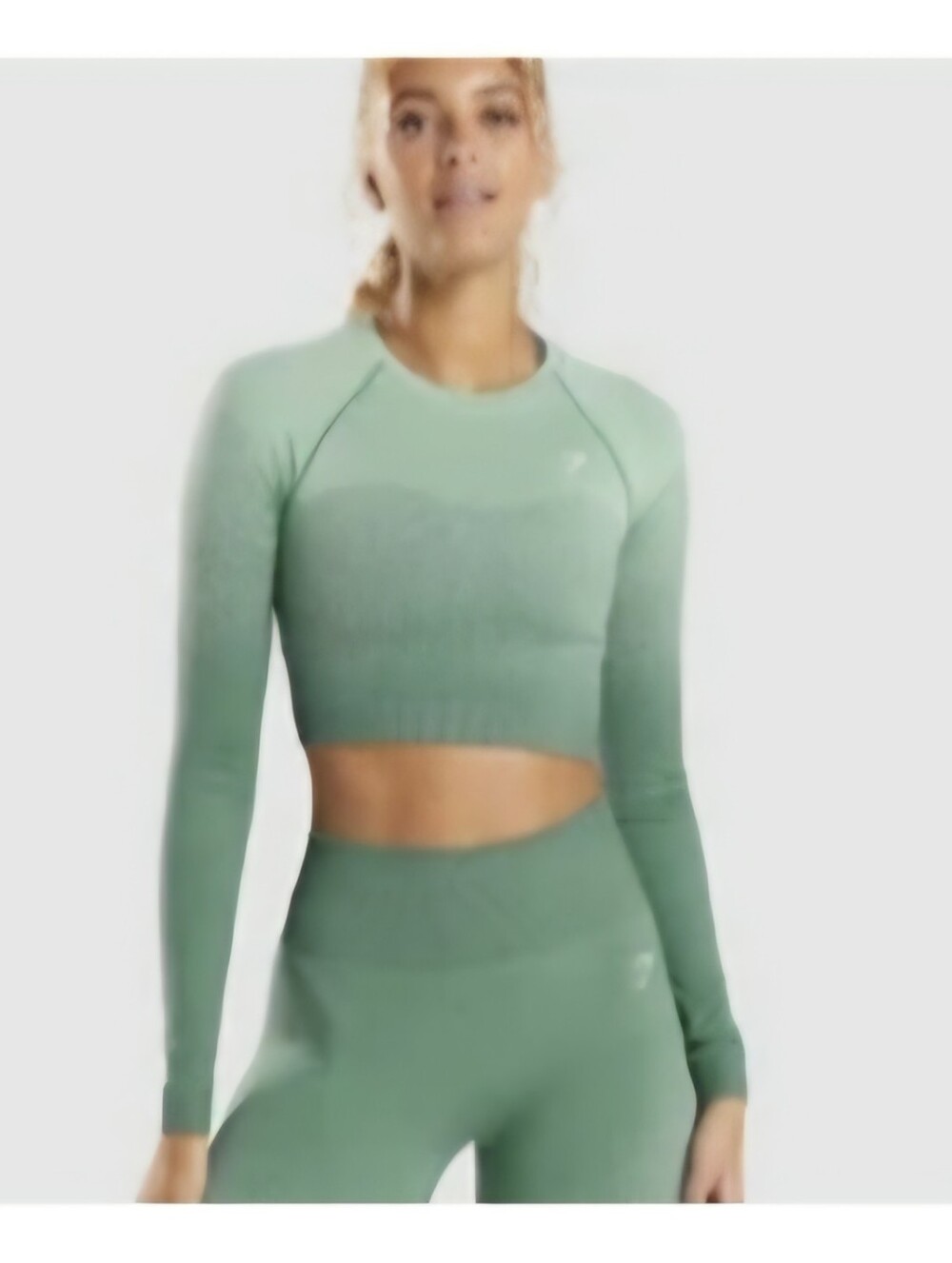 Gymshark Green Ombre Long Sleeve Crop Top - Sage to Mint